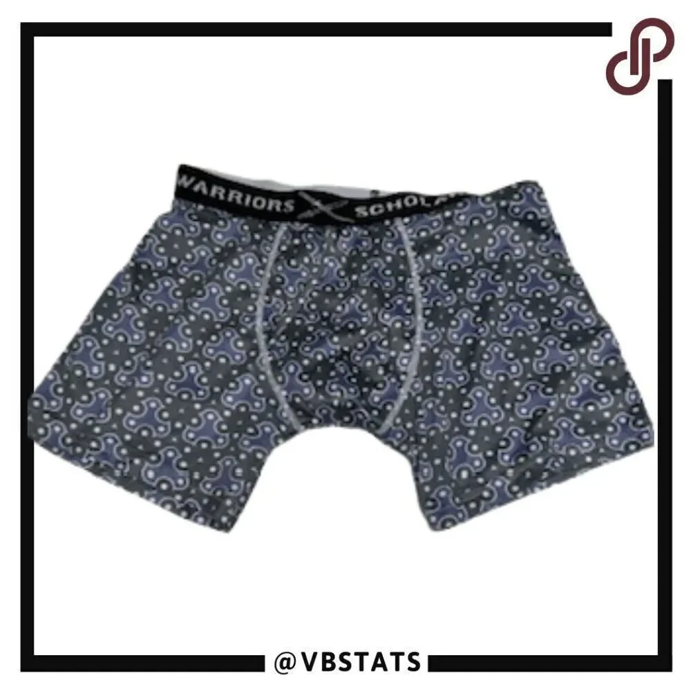 Warriors & Scholars Blue/Gray Pattern Designer Boxer‎ Brief Underwear in Medium